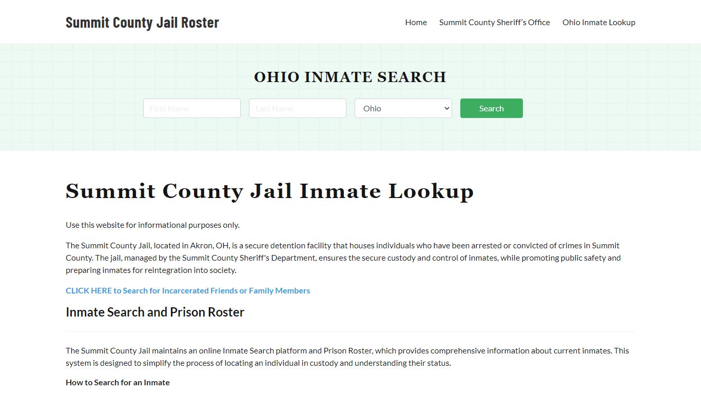 Summit County Jail Roster Lookup, OH, Inmate Search